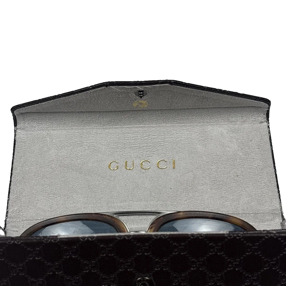 GUCCI GG0015S TORTOISE BROWN AVIATOR SUNGLASSES WITH CASE ITALY